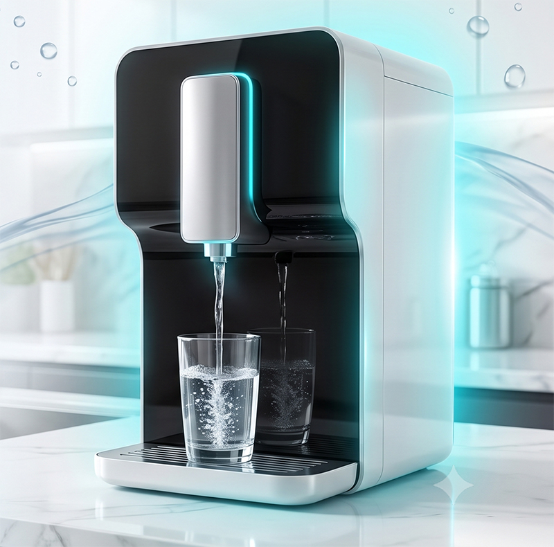 Technician servicing a home RO water purifier